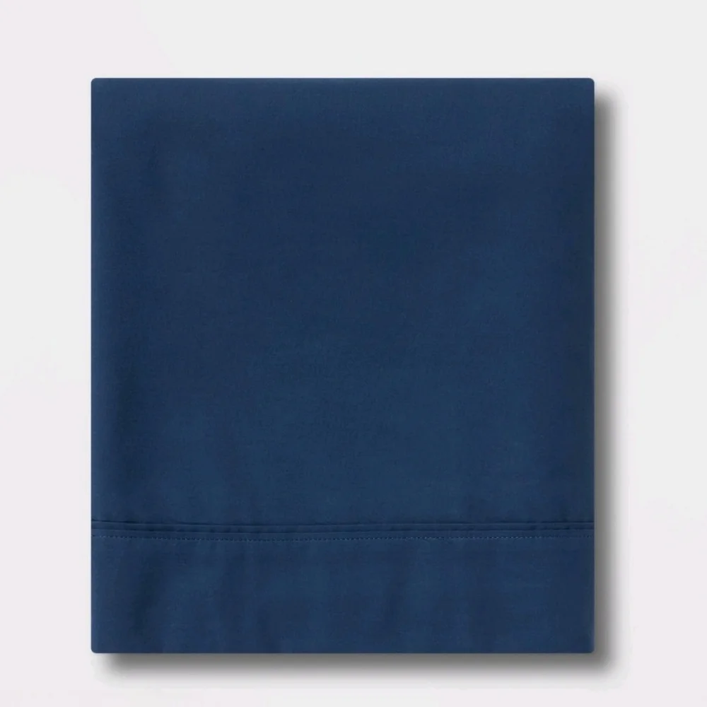 Threshold Full 300 Thread Count Ultra Soft Flat Sheet Dark Blue